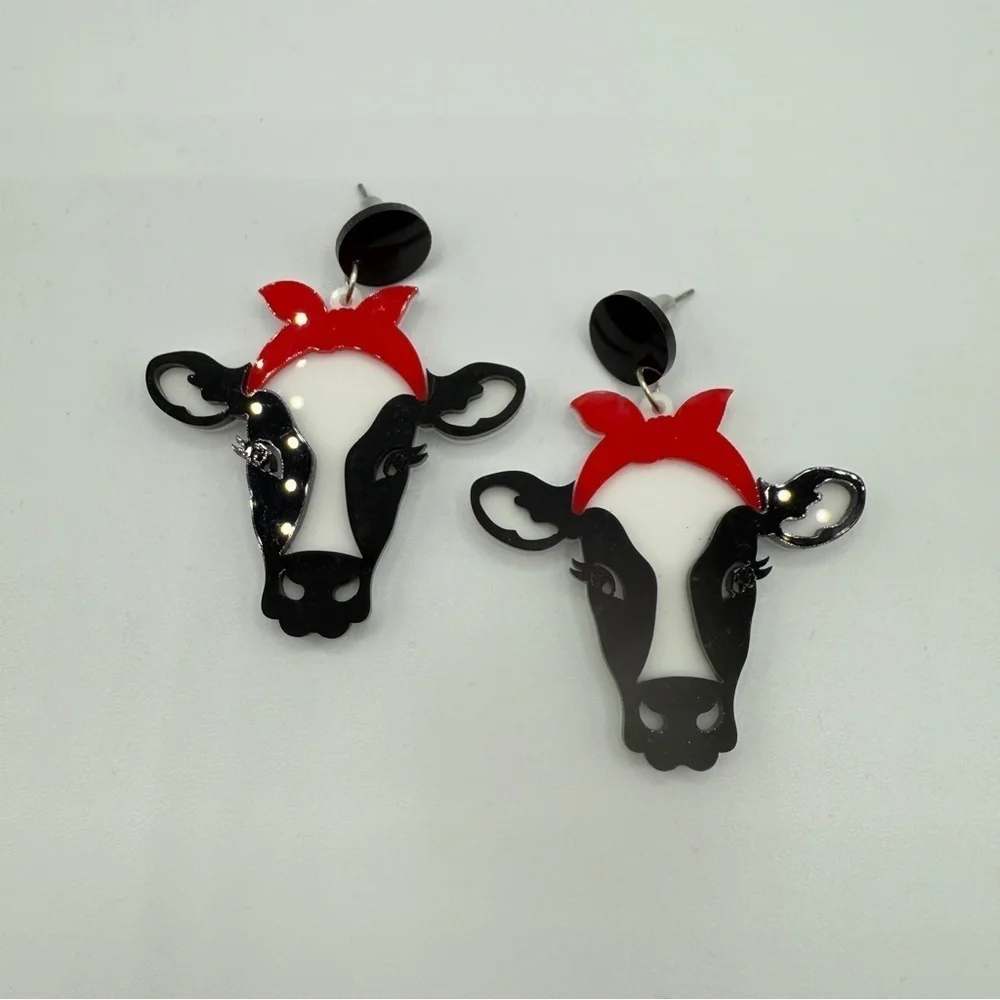 Milkmaid Dairy Cow Retro Acrylic Earrings